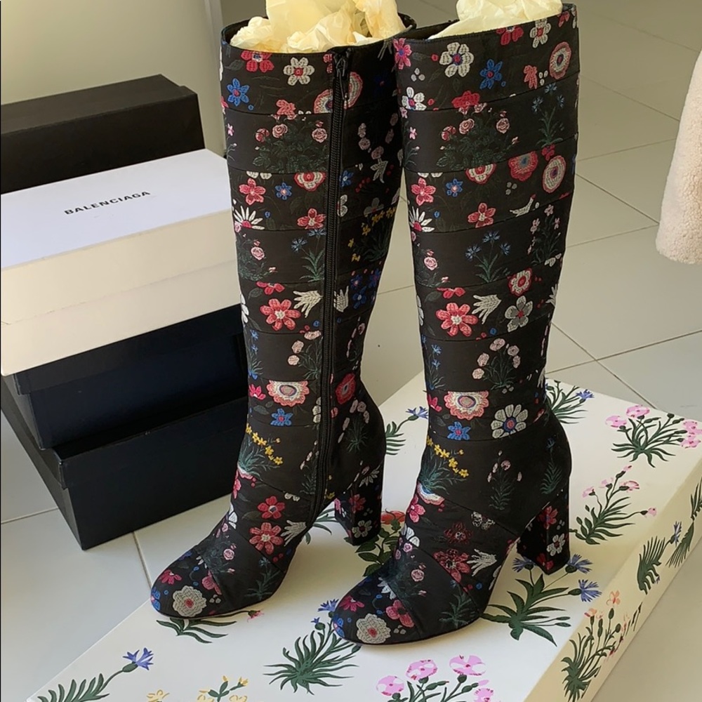 Valentino silk embroidered boots 37.5